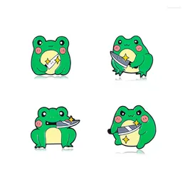 Brooches Kawaii Frog With Knife Enamel Pin Funny Animal Killer Brooch Badge Clothes Hat Backpack Decoration Jewelry Accessories