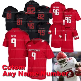 Custom Rutgers Scarlet Knights Football Jersey Aaron Young Noah Vedral Bo Melton Isaih Pacheco Olakunle Fatukasi Aron Cruickshank Moham 2714