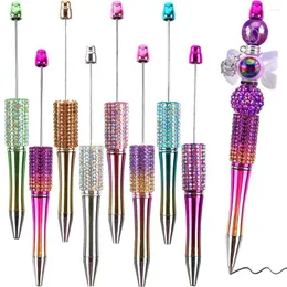 8Pcs Colorful Gradient Diamonds Beaded Ballpoint Pen Student Writing Pens DIY Stationery School Office Supplies