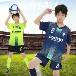 Futbol Jersey Kids Kişiselleştirilmiş Futbol Forması Set Özel Polyester Futbol Tekdüze Nefes Alabilir Eğitim Boy 240430 için Futbol Üniforması