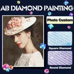 Craft Huacan AB Diamond Målning Foto Custom Full Square Round Drill Embroidery Kits Mosaic Creative Hobbies Home Decor Gift