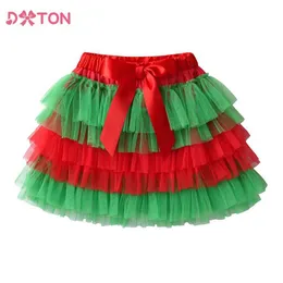 Tutu klänning dxton barn lager kjol för flickor bow mesh prinsessan kjol röda flickor tutu kjol barn baby födelsedagsfest kostym 3-10 år D240507