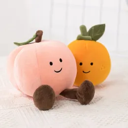 Süße Gesicht Obst Plushie Puppe gefüllt weiche Gemüse Aubergine Birne Pfirsich Tangerinr Banane Baby Beschädigung Spielzeug für Kinder Geburtstagsgeschenk 240507