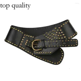 Bälten Suchcute Rivet Stitch Vintage Gothic Punk Black For Women Chic Pu Leather Streetwear Y2K Accessories Female Waistband Belt 708