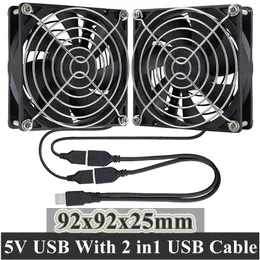 RECURSOS DE COMPUTADORES GDSTIME DUAL 9CM FAN DC 5V USB 92MM PC Desktop Case de resfriamento axial 92x92x25mm com 2 polegadas de cabo