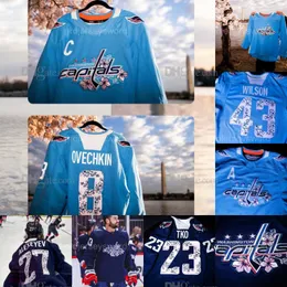 Alex Ovechkin Capital 2024 Cherry Blossom Jersey Shohei Ohtani Washington T.J. Oshie Dylan Strome Tom Wilson John Carlson Conor Sheary Craig Smith Nicklas Backstrom