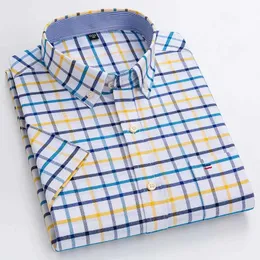 Q60P -Hemd -Hemd -Hemden von Q60p neue hochwertige Baumwollhemden für Männer kurzschlafen Sommerplaid gestreiftes Geschäft Casual White Shirt Plus Size -5xl6xl -7xl D240507