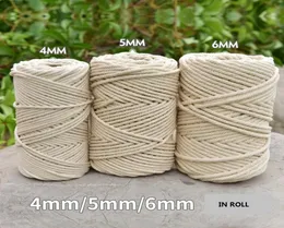 Dayanıklı 200m Pamuk Kordonu Doğal Bej MacRame ED Halat Zanaat Makrome Dize DIY El yapımı ev dekorasyonları 4mm 5mm 6mm6528909