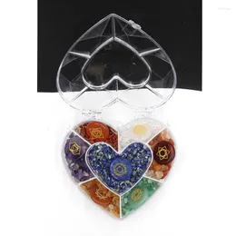 Pendant Necklaces Heart Shape Box 7 Chakra Stone Decoration Natural Charms Mascot Amulet Fashion Jewelry Retail 1Pcs