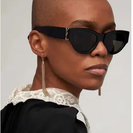Luksusowe YLS Saintaurent okulary przeciwsłoneczne dla kobiet projektantki Modne spersonalizowane kocie oczy Małe ramkę Slm94 złoto