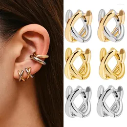 Hoop Earrings Criss-cross Gold Silver Colors Tiny HuggieHoop For Women Mini Small Ear Buckle Cartilage Piercing Punk Jewelry