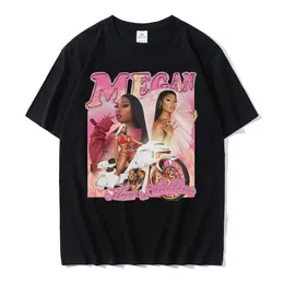 Men's T-Shirts Rap singer Megan Thee stallion graphic printed T-shirt mens hip-hop top retro classic trend T-shirt 100% pure cotton sports T-shirtL2405