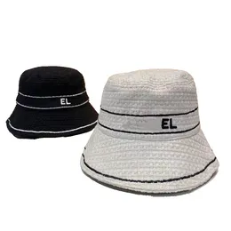 Летняя изысканная рыбака дизайнерская шляпа дизайнер алфавит дизайн вышивки черно -белый солнцезащитный крема для моды на открытом воздухе элегантная красавица корейская версия для родов шляпы