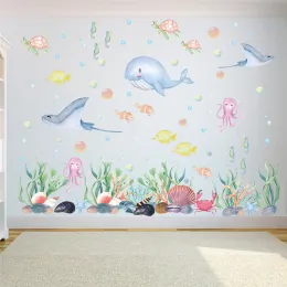 Stickers Cartoon Fishes Sealife Bubble Wall Stickers For Kids Room Bathroom Home Decoration Diy Ocean Scenery Mural Art Pvc Decals Poster