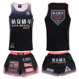 MMA Shorts Boxing Training Camp Competition Fitness Sports Top Short Sleeved Judo Tank Set Training Suit skräddarsydd Muay Thai