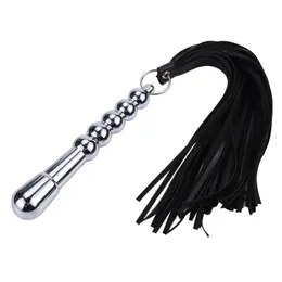 Manico in metallo tappo anale cuoio whip giochi per adulti sculacciati slave fustiger fetish whips sex toys per le donne bdsm strumenti di schiavitù bdsm