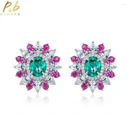 Stud Earrings PuBang Fine Jewelry 925 Sterling Silver Paraiba Cocktail Oval Created Moissanite For Women Gift Drop