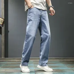 Herr jeans 2024 sommar tunt löst raka ben smala byxor casual män trend allt enkelt