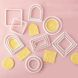 Moulds Round Square Wave Cookie Cutter Rectangle Arch Wave Geometric Lace Shape Fondant Mold Cake Decorating Tools Baking Dough Mold
