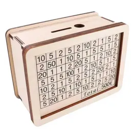 Storage Boxes Bins Open wooden money box counting coins bank savings cans craft storage adult and child birthday gifts Q240506