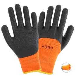 Gloves New 10Pairs Winter Waterproof Work Safety Thermal Gloves AntiSlip Latex Rubber For Garden Worker Builder Hands Protection