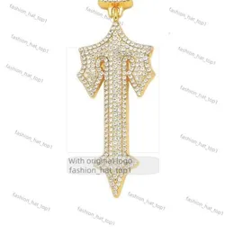 Fashion Gold Plated Cross Sword Jewelry Hip Hop Cuban Chains Zircon Diamond Trapstar Game Controller Pendant Necklace For Men 9055