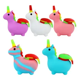 New Unicorns Cartoon Silicone Smoking Pipe Dry Herb Tobacco Oil Burner Tube Unbreakable With Glass Bowl Portable Cigarette Holder Hand Pipes