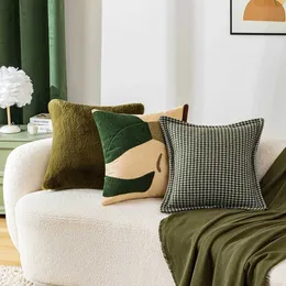 Almofada/decorativa 1pcs verde combinação de almofada covela design de bordado de bordado de bordado minimalismo moderno capa decorativa