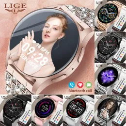 Relógios Lige 2023 Smart Watches Women Smartwatch para mulher Bluetooth Call Fitness Watches Diamond Watch Strap, Golden, frete grátis