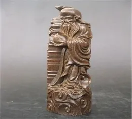 Sammlerstücke Chinesische Agarholzholz handgeschnitzte Statue Fu Lu Shoulongevity1173569