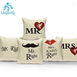 Pillow Decorative Throw Pillows Letter Mr Mrs Right Polyester Covers Square Sofa Home Cover For Car Bedroom