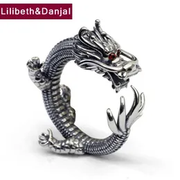 Dragon Ring 100% REAL 925 Sterling Silver Fante Jewelry Uomini Donne Big Finger Wholesale Vintage Thailandia 2024 GR40 240507