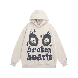 Brooken Planet Love Eye Skull Hair Bubble Letter 인쇄 후드 스웨터 트렌디 브랜드 패션 벨벳