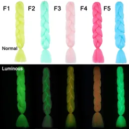 Beyond 100g 24Inch Luminous Single Ombre Color Glowing For Hair Wholesale Synthetic Hair Twist Jumbo Braiding Hair 240430