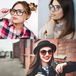 Eyeglasses chains Stainless Eyeglass Chain Black Crystal Charm Anti-skid Rope Eyewear Holder Strap Sunglass Retainer Women Necklace Bracelet