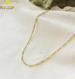 Flyleaf 18k Gold Simple Geometry Real 925 Sterling Silver Necklace For Women Fashion Chain Fine Jewelry High Quality Ins Style Q016833227