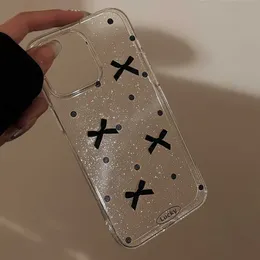 Case di telefonia cellulare Bling Korea Custodia per telefono silicone morbido con nastro nero grazioso