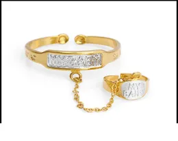 NOVAS BANGELAS BEBÊ TWOTONE com anel de ouro amarelo de ouro fino gf Antiallergy Letter Silver