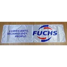 الملحقات 130GSM 150D مادة البوليستر الألمانية FUCHS عالية التكنولوجيا الأفراد زيوت التشحيم لافتة الزيت 1.5*5FT (45*150 سم) علم الإعلان