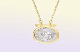 S039steel koreanska halsband 925 sterling silver för kvinnor designer guld runda hängen halsband cadena plata 925 smycken 210627814723