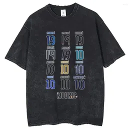 Męskie koszule Tem Summer 250G Bawełniany Hip Hop T-shirt uliczny odzież Retro Number Wzór DTG Print Krótkie rękawie okrągła bluza