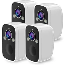 Rraycom Wireless Outdoor-Überwachungskameras 4-Pack mit KI-Bewegungserkennung, Scheinwerferlicht, Sirenenalarm, Farbnachtsieg