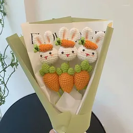 Decorative Flowers 1pc Balloon Pig Knitted Flower Diy Hand Woven Finished Cute Piggy Needle Crocheted Sunflower Bouquet Creative