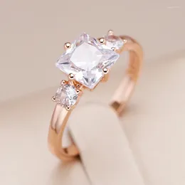 Anel de casamento de zircão natural do cluster anéis de cluster kienl square para mulheres 585 Acessórios de noiva de cor de ouro rosa de alta qualidade jóias finas diárias