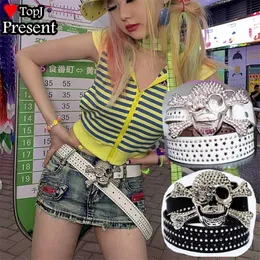 Gotik harajuku punk bayan erkekler kemerler perçin kadın kalça pop kayış vintage kadın kafatası bling hediyesi 220712 2265