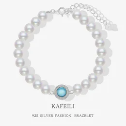 925 braccialetto elettroplato di perle in argento in argento per donne nicchia di nicchia di lusso di design ad alto senso di design semplice decorazione a mano vento freddo in stock