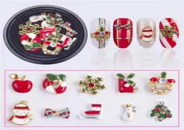 10 Designsbox Alloy Metal Snowman Nail Rhinestones Christmas DIY 3D Nail Art Decorations Charms Accessories Tools5553775