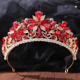 Başlıklar barok kristal taç tiara kadınlar için gelin rhinestone balo prenses diadem gelin düğün saç aksesuarları takılar