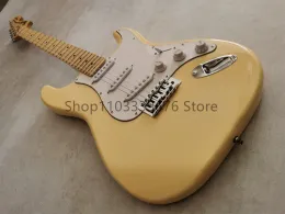 Chitarra in magazzino yngwie malmsteen crema bianco grande paletta chitarra elettrica, tastiera smerlata, tremolo bridge