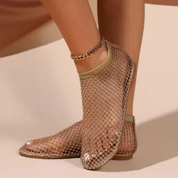 Casual Shoes Mesh Mesh Diamond-Consthed transparent Plastik mit niedrig hunger Zehenkapitum Personalisierte Frauenwohnungen 2024 für Frauen Zapato